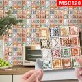 10Pcs 10X10cm Mosaic Tiles Paper Lifelike Wall Stickers Kitchen Bathroom Waterproof Self-Adhesive 3D Magic Pattern Wallpaper. 