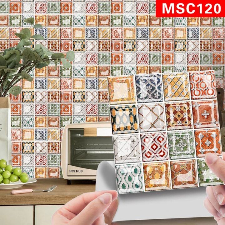 10Pcs%2010X10cm%20Mosaic%20Tiles%20Paper%20Lifelike%20Wall%20Stickers%20Kitchen%20Bathroom%20Waterproof%20Self-Adhesive%203D%20Magic%20Pattern%20Wallpaper%20-%20Image%206
