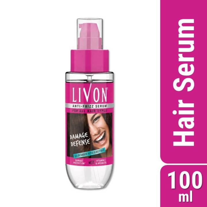 Livon Hair Serum with Argan Oil & Vitamin E for Women & Men For Frizz Free, Smooth & Glossy Hair Moisturizes & Detangles Hair All Hair Types 100 ml