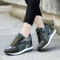 Outdoor Leather Canvas Shoes Women's Shoes Mesh Height Increasing Insole6cmStudent Sneakers Non-Slip Wear-Resistant Tide.