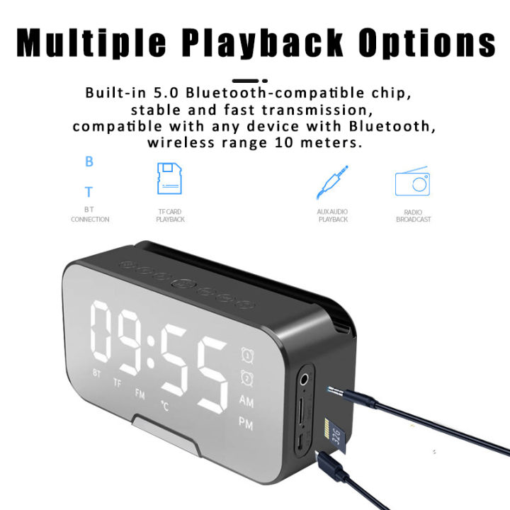 G10%20Wireless%20Speaker%205.0%20Loudspeaker%20Alarm%20Clock%20Radio%20W/%20Mirror%20LED%20Display%20Supports%20TF%20Card%20AUX%20AUDIO%20Playback%20BT%20Speaker%20-%20Image%204