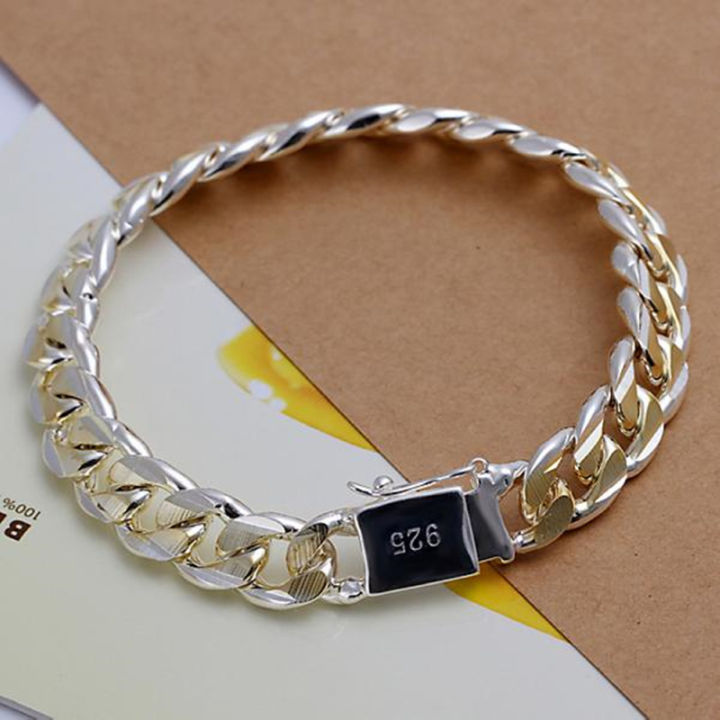 H&Beautimer 925 Sterling Silver Singapore Twist Chain Bracelet - Handmade In Italy, Multiple Sizes