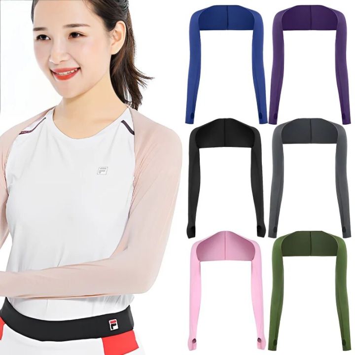Ultra-thin Shawl Arm Sleeve Ice Silk Long Gloves Breathable Sunscreen Anti-ultraviolet Ice Gloves Outdoor Sports Arm Sleeves