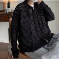 【Alien Alien】 Men Sweater Long Sleeve Zipper Closure Solid Color Hollow-out Design Super Soft Decorative Polyester Men Hooded Sweater Coat.