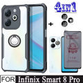 4 In 1 Infinix Smart 8 Pro Shockproof Phone Case for Infinix Smart 7 6 Plus 8 Plus HD Hot 40 Pro 30i 20s 30 Camera Protector & Anti-Spy Privacy Ceramic film Screen Protector. 