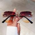 Vintage Rimless Sunglasses Men Women Trendy Aviator Gradient Shades Sun Glasses Fashion New Double Bridge UV400 Eyewear. 