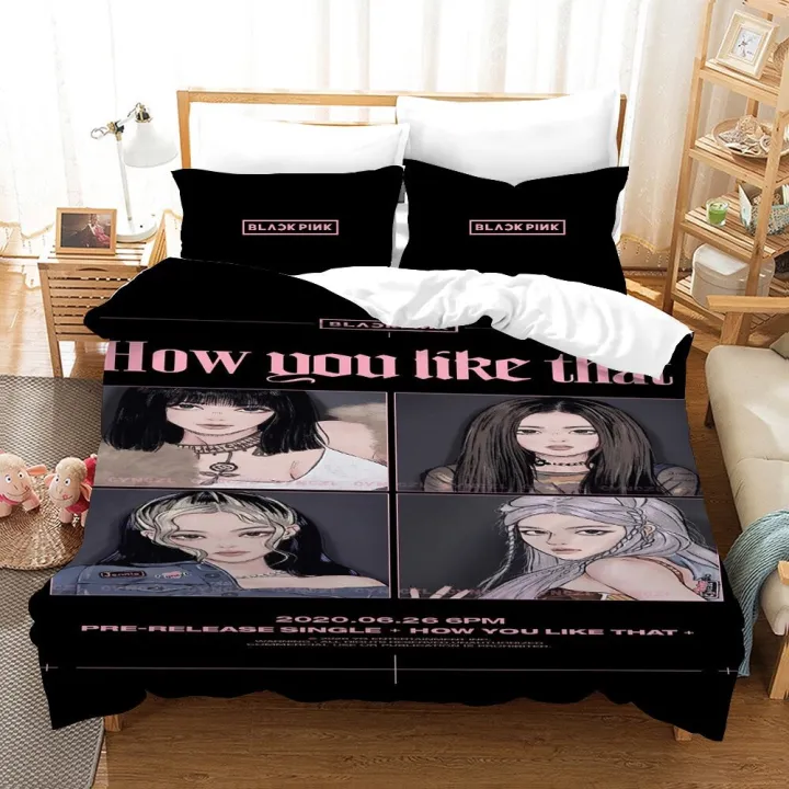 KPOP%20BlackPink%202%20IN%201%20Bedsheet%20Set%20Single%20Size%20Duvet%20Cover%20Quilt%20Cover%20Child%20Home%20Bedroom%20Comfortable%20Washable%20Pillowcase%20Set%20G%20-%20Image%206