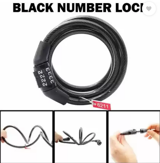 4-digit password Helmet code lock Mountain bike lock Portable Security Anti-0theft Bicycle Password Lock Coil Lock Digital