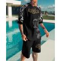 Summer Casual Beach T Shirt Shorts 2 Piece Set Oversized Men's Sports Suits 3D Print Short Sleeve Tracksuit O-neck Men Clothing.