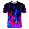 High quality fashion sales Men's new summer T-shirt with round neck short sleeve blue green red purple flame 3D printed top 6XL. 