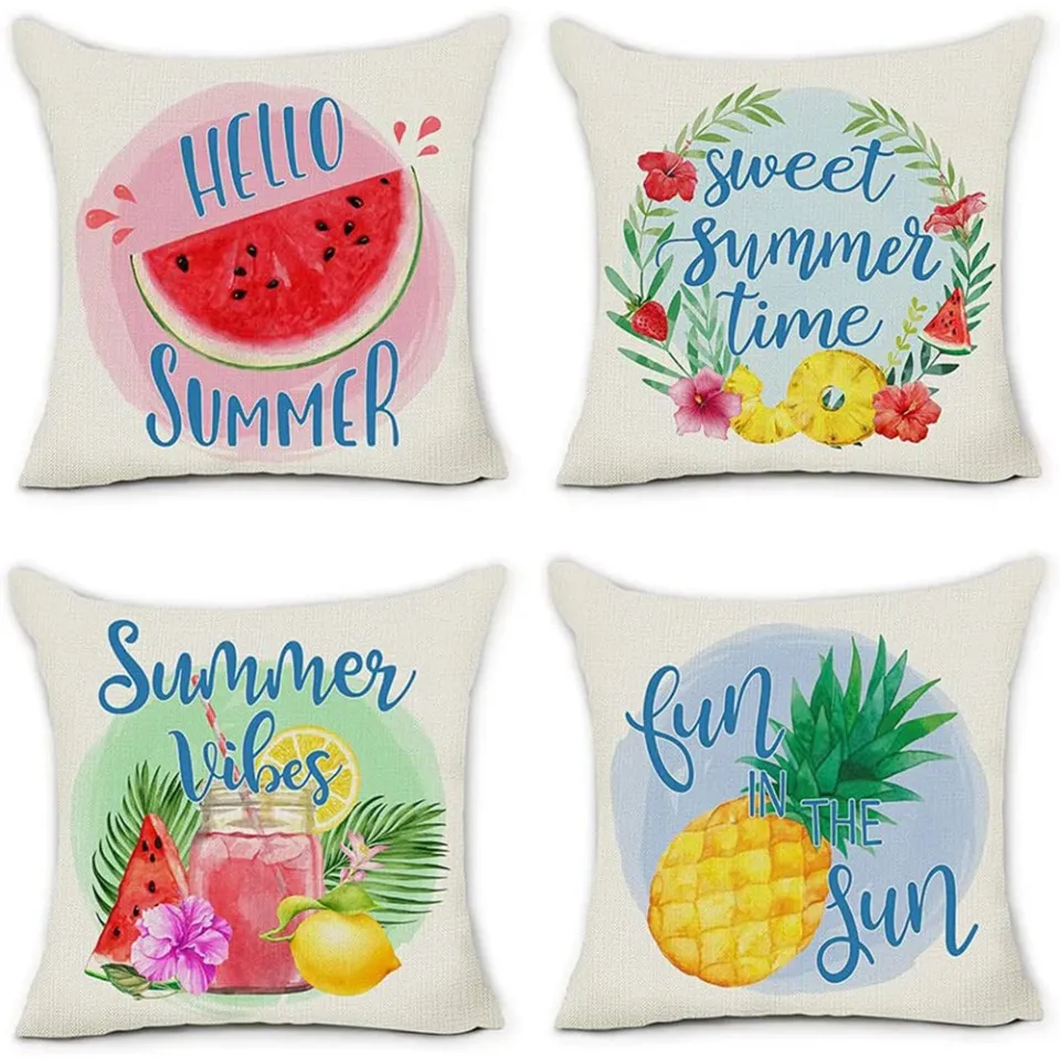 Summer Pillow Covers 18X18 Set of Outdoor Decorative Throw