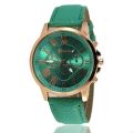 Fashion Geneva Kids Watch Casual High Quality Green Leather Strap Two Eyes Roman Digital Children's Quartz Wristwatches Relogio. 