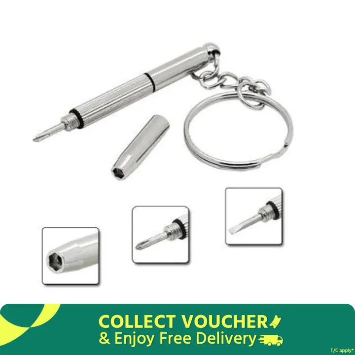 Mini Screwdriver Combination Tool Portable Metal Keychain Men Sliver Utility Pocket Multifunction Key Ring Fashion Key Chain