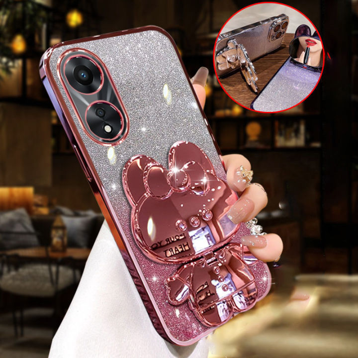 For%20OPPO%20A18%20A38%20A58%20A60%20A78%20A79%20A98%205G%20Back%20Cover%20case%20with%20Cute%20Rabbit%20Makeup%20Mirror%20Stand%20Luxury%20Slim%20Gradient%20Plating%20Glitter%20Girls%20Back%20cover%20Clear%20Soft%20Silicone%20Protective%20Pouch%20-%20Image%202
