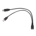 Black USB 3.0 Female to Dual USB Male Y Cable for 2.5 inch Hard Disk. 
