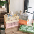 Ins Desktop Plastic Storage Baskets Organizer Box Folding Stackable Toy Storage Basket with Handle Bathroom Storage Box Basket. 