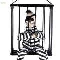Scary Talking Prisoner Screaming Animated Decorations with Glowing Eyes Spooky Skeleton Theme Parties. 