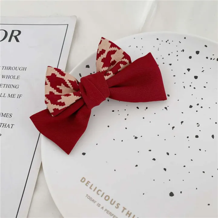 Simple%20polka%20dot%20checkered%20bow%20spring%20clip%20sweet%20versatile%20New%20Year%20red%20accessory%20Japanese%20and%20Korean%20hair%20clip%20at%20back%20of%20the%20head%20-%20Image%207