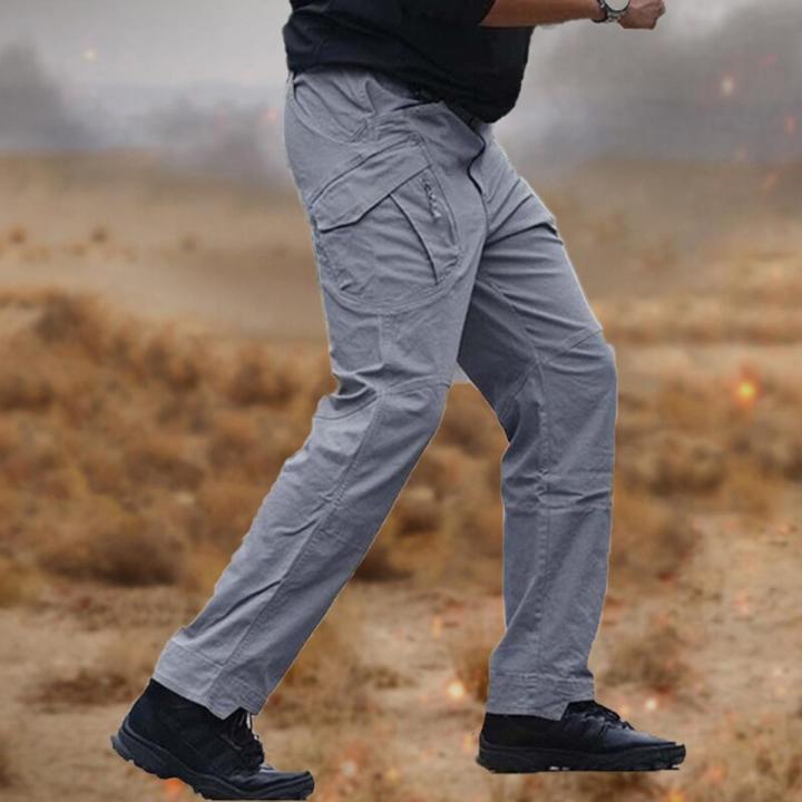 Men Casual Cargo Pants Elastic Classic Outdoor Hiking Trekking Tactical Sweatpants Manycket Trousers