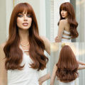 |A variety of options are available|Cross-border European and American wigs with long curly hair, female Qi bangs, large waves, chemical fiber full head cover wigs wholesale.
