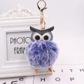 Cute Pompom Owl Keychain pom pom Key Chain Rabbit Fur Ball pompon Porte Clef Fluffy Leather Key Ring accessories Jewelry. 