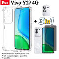 Vivo Y29 4G Shockproof Phone Case for Vivo Y29 5G Y19s Y04 Anti Spy Privacy Full Coverage Tempered Glass Screen Protector and Lens Film. 