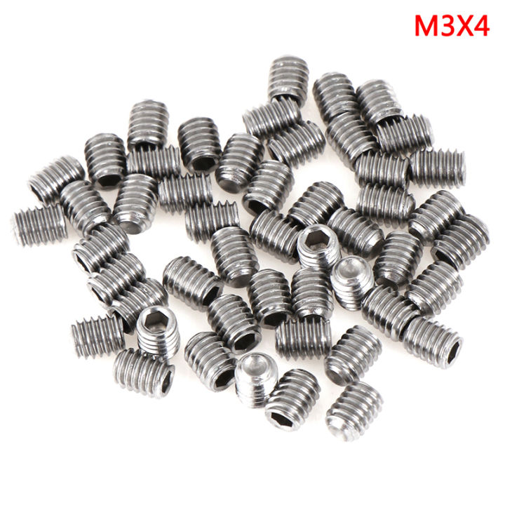50Pcs%20Stainless%20Hex%20Hexagon%20Socket%20Set%20Screw%20Headless%20Concave%20End%20M3%20M4%202-35mm%20-%20Image%202