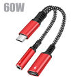 Aobai Giao 2in1 USB C To 3.5mm Headphone Jack Adapter Type C PD 60W Charge Audio Aux Adaptor for Ipad Pro Samsung S20 Ultra Xiaomi Huawei.