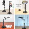 Desktop Mobile Phone Holder Height Adjustable Stand & 360° Rotatable for Live Streaming Shoot YouTube TikTok Video Round Base Smartphone - Mobile Stand. 
