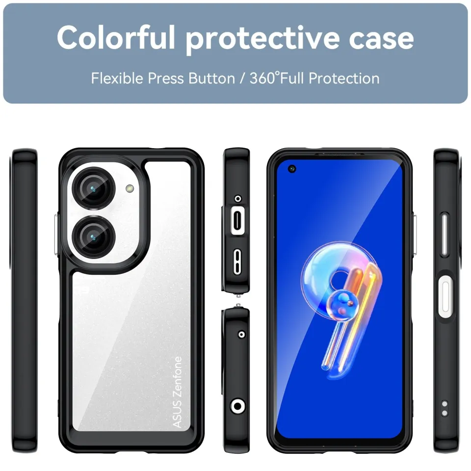 ZXLZKQ Cover per ASUS Zenfone 9 (5.9), 2 Pezzi Slim Anti-Graffio X Antiurto Morbido Silicone Case, Trasparente TPU Bumper Protettiva Custodia per ASUS Zenfone 9 - Clear + XS40
