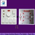 All In 1 Gang Combine Board 4 Pcs  Switch + Fan Dimmer Regulator + 2 Pin Socket and LED Indicator + Fuse With 1 Back Cover Junction Box. 