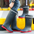 Waterproof mouth men's high boots night reflective men's rain boots rainy day fishing patrol thickened non-slip men's water shoes rubber shoes.