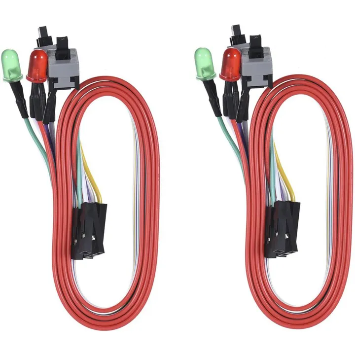 Computer Case ATX Power on Off Reset Switch Cable with 2 LED Light ...
