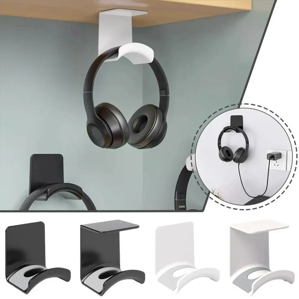 Universal Adhensive Plastic Wall Mount Hanger Headset Under Desk