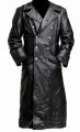MEN'S GERMAN CLASSIC WW2 MILITARY UNIFORM OFFICER BLACK REAL LEATHER TRENCH COAT. 