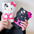 For iPhone 15 14 Plus 13 Pro Max 12 Mini 11 X XS Max XR 7 8 SE Color Bowknot Hello Kitty Cartoon Silicon Back Soft Phone Case.