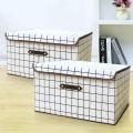Houndstooth Cloth Storage Box Folding Storage Box Basket Student Dormitory Covered Storage Box Underwear Storage Artifact. 