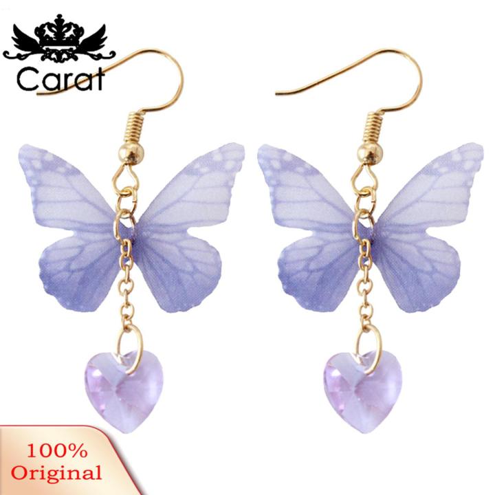 Party Elegant Women Butterfly Heart Long Dangle Hook Earrings Jewelry Gift