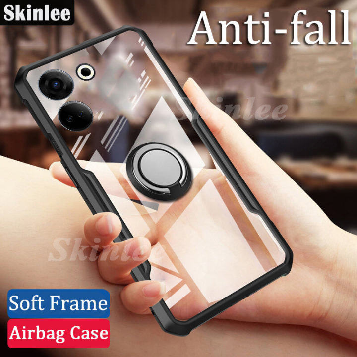 Phone Case for Tecno Camon 20 Pro Back Cover Hard Clear Transparent Shockproof Handphone Cases Casing Hp for Tecno Camon 20Pro Cover Cases Navigation Holder Ring Back Cover