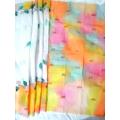 white color hand painted rainbow themed half silk saree - Sari.