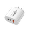 Universal Portable EU/US Plastic 40W USB-C Fast Charging Plug Premium Compatible Lightweight 3 Ports Travel Charger PD Power Adapter. 