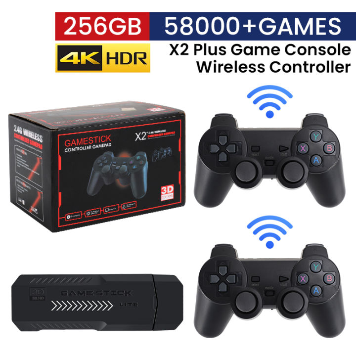 256G 58,000 Games GD10 Plus Game Stick 4K HD Video Game Console 2.4G Double Wireless Controller Game Stick For N64/PSP/PS1/GBA