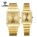 Laibinji Cross border Exclusive Classic Diamond Set Women's Small Square Watch Gold Men's and Women's Watch Couple Watch Quartz Watch.