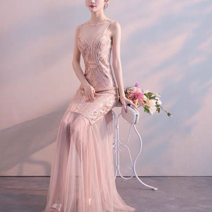 Evening%20Gown%20Women's%20Banquet%20High-End%20Generous%20Long%20Temperament%20Gorgeous%20Host%20Socialite%20Dress%20Fishtail%20-%20Image%203