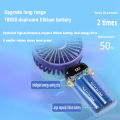 Mini fan portable rechargeable digital-display multi-gear speed handheld hanging neck style with battery. 