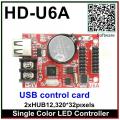 HD-U6A USB Port 32*320 pixels Single /double color LED Control Card Asynchronous Controller max 20pcs P10 display module support. 