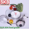 SKB SuS304 Food-grade Stainless Steel "Frying Pan with Glass Lid".