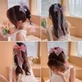 ribbon hair tie hair clip ribbon korean style Sweet Girls Kids Bow Ribbon Princess Pearl Chains Blue Yellow Pink Hair Accessories Bow Hair Clips Korean Style Kids Hairpins Ribbon Bow Hairpins. 