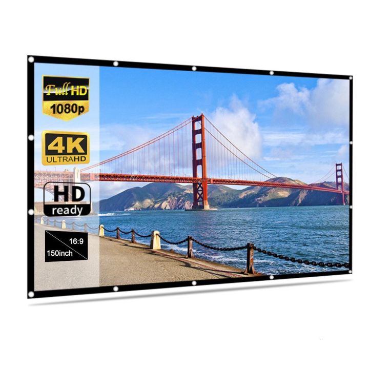 Home Projector Screen Creases Foldable No Crease Soft Projector Screen Holes Hanging Portable Home ...