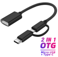 2 in1 OTG USB Cable Adapter Micro USB Type C To USB Converter Mini Short Microusb Cable USB C Charging Charger Cable. 